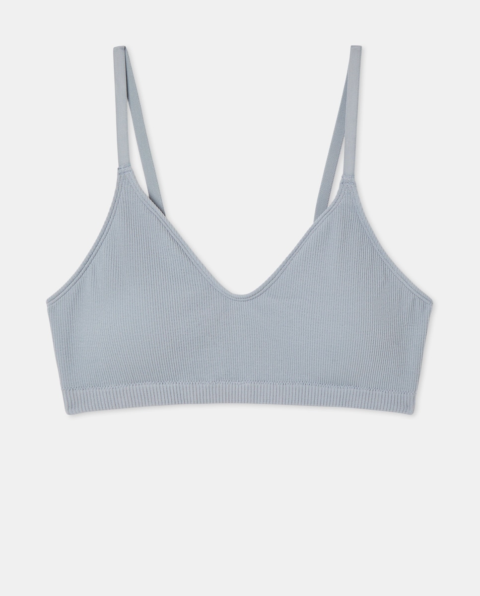 Sujetador canalé liso Gris claro-3