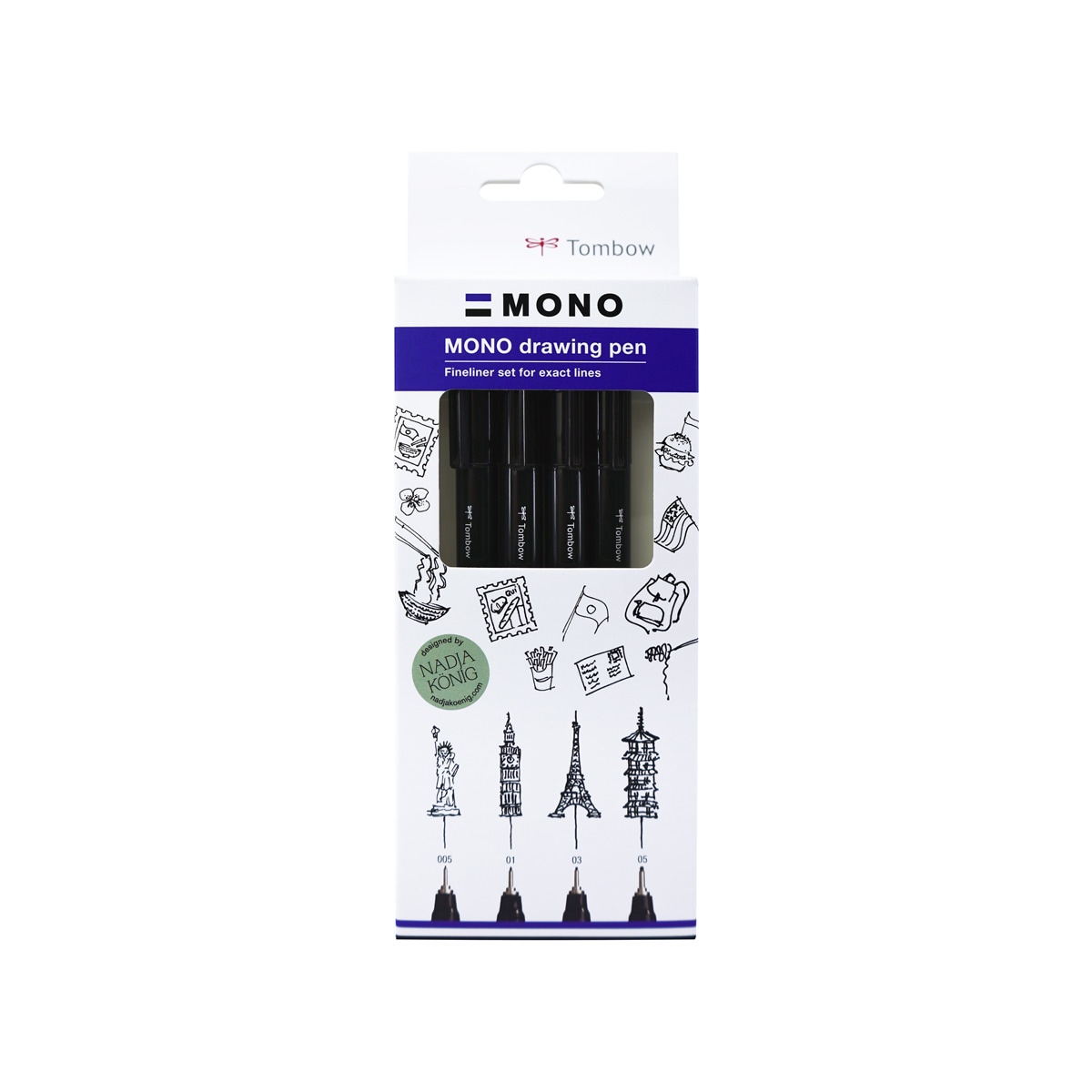 Pack de 4 rotuladores mono drawing pen punta extra fina (005, 01, 03, 05) Tombow negro Negro-1