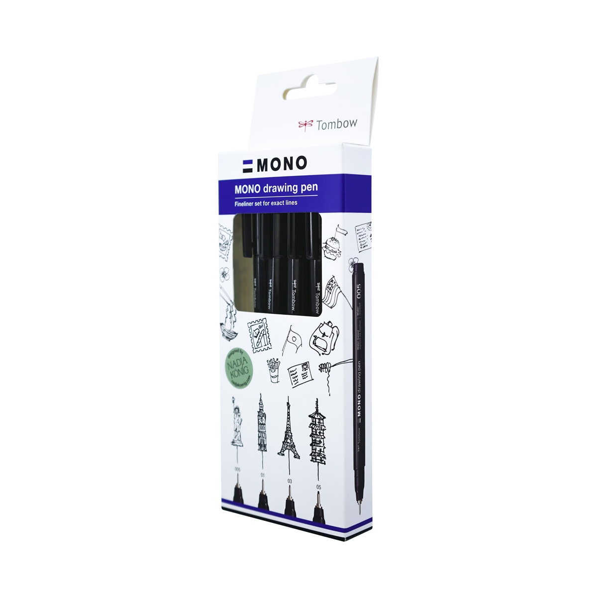Pack de 4 rotuladores mono drawing pen punta extra fina (005, 01, 03, 05) Tombow negro Negro-3