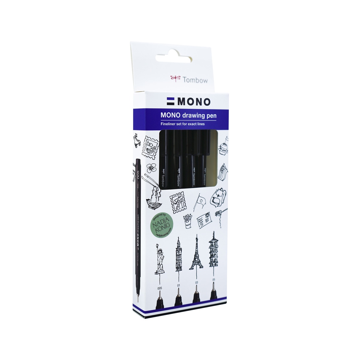 Pack de 4 rotuladores mono drawing pen punta extra fina (005, 01, 03, 05) Tombow negro Negro-2