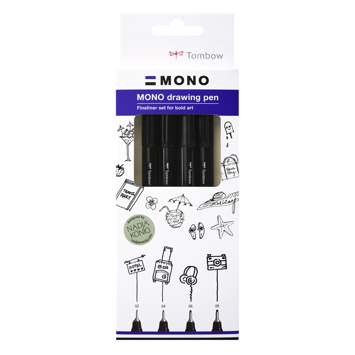 Imagen 0 de Pack 4 rotuladores mono drawing pen punta fina (02, 04, 06, 08) Tombow negro