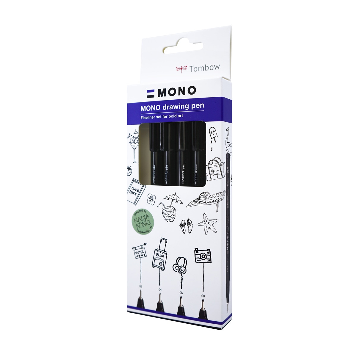 Pack 4 rotuladores mono drawing pen punta fina (02, 04, 06, 08) Tombow negro Negro-3
