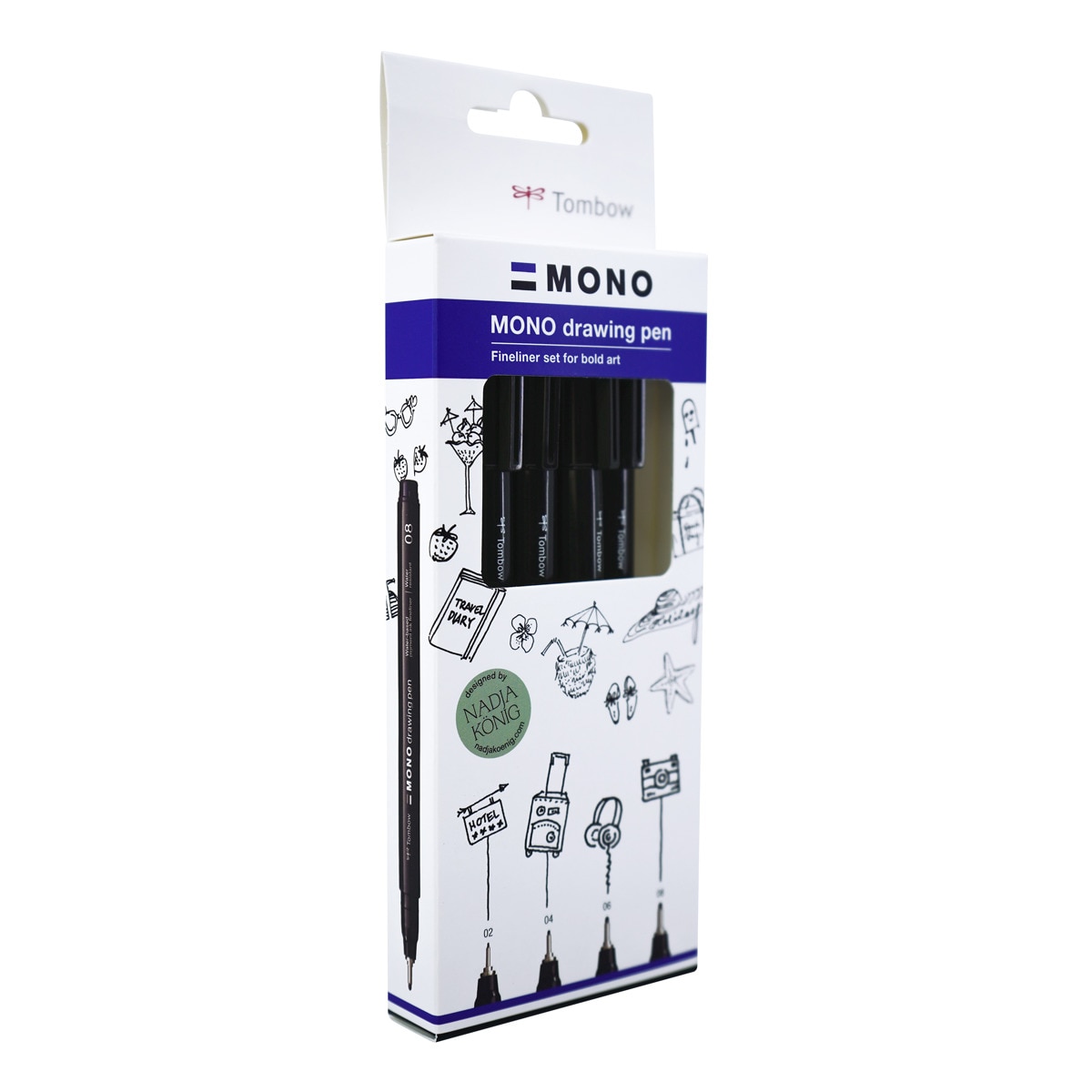 Pack 4 rotuladores mono drawing pen punta fina (02, 04, 06, 08) Tombow negro Negro-2