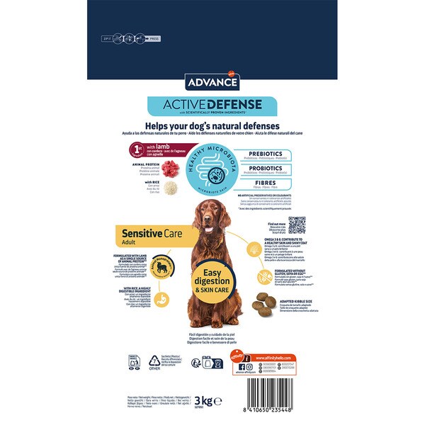 Sensitive pienso para perros adultos con cordero y arroz bolsa 3 kg