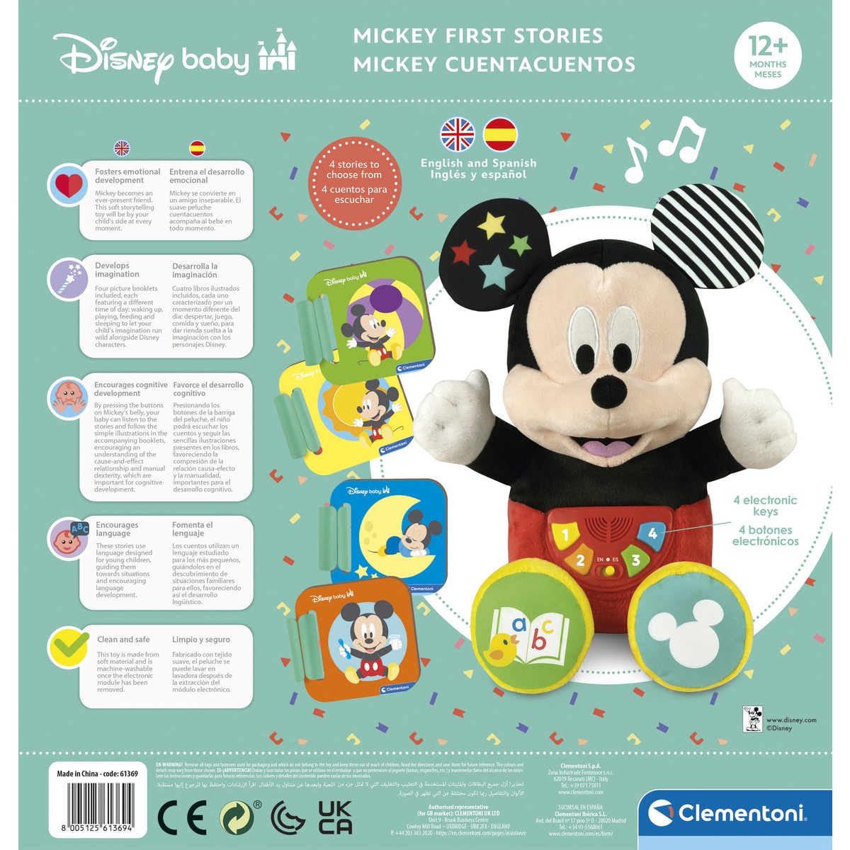 Clementoni - Peluche Montessori - Habille Baby Mickey - Jeu Interac Et Stimulant Developpe Ta Motricite Et Concentration Amz B0c6hw