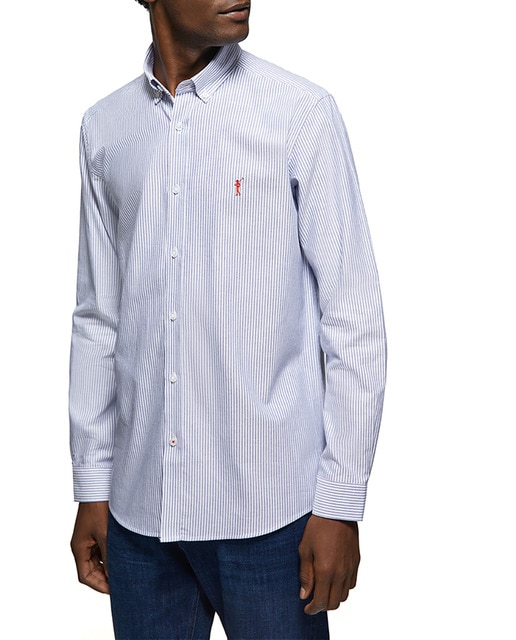 Imagen 0 de Camisa de rayas de manga larga en tejido Oxford