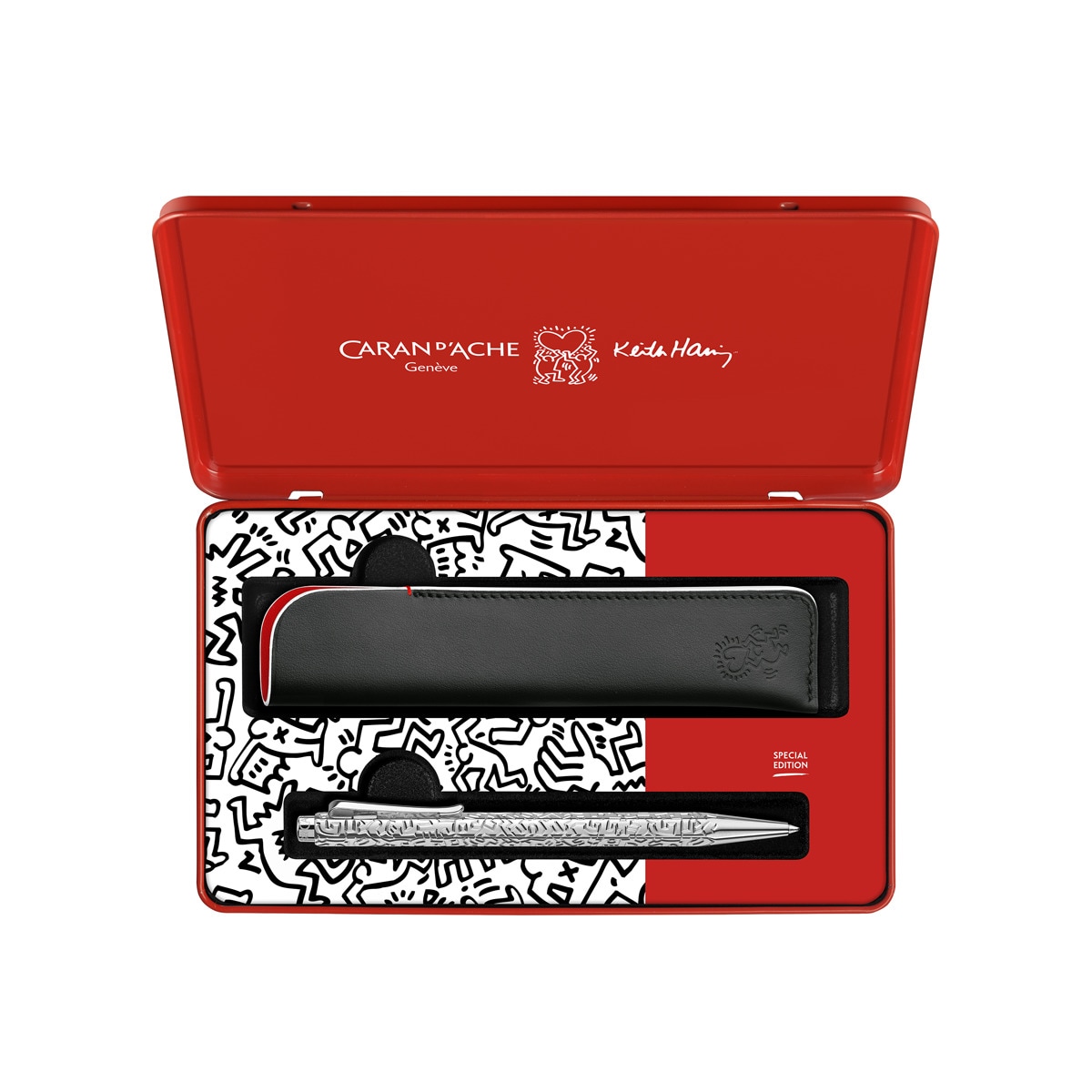 Conjunto de Caneta Esferográfica Ecridor Keith Haring com Estojo em Pele 3