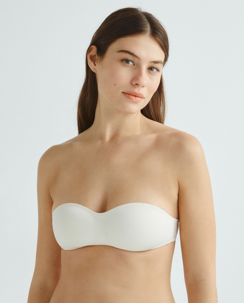 Sujetador preformado bandeau Crema-3