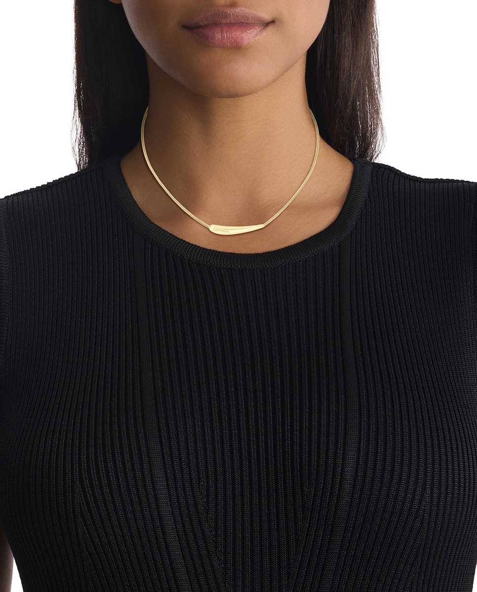 Colar Elongated Drops de Aço - Dourado Ouro-2