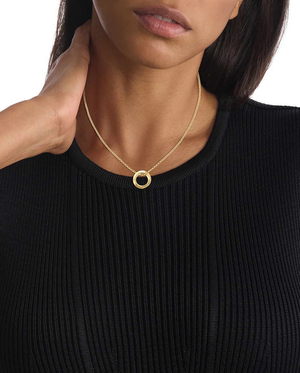Collar Twisted Ring de acero dorado Oro-2