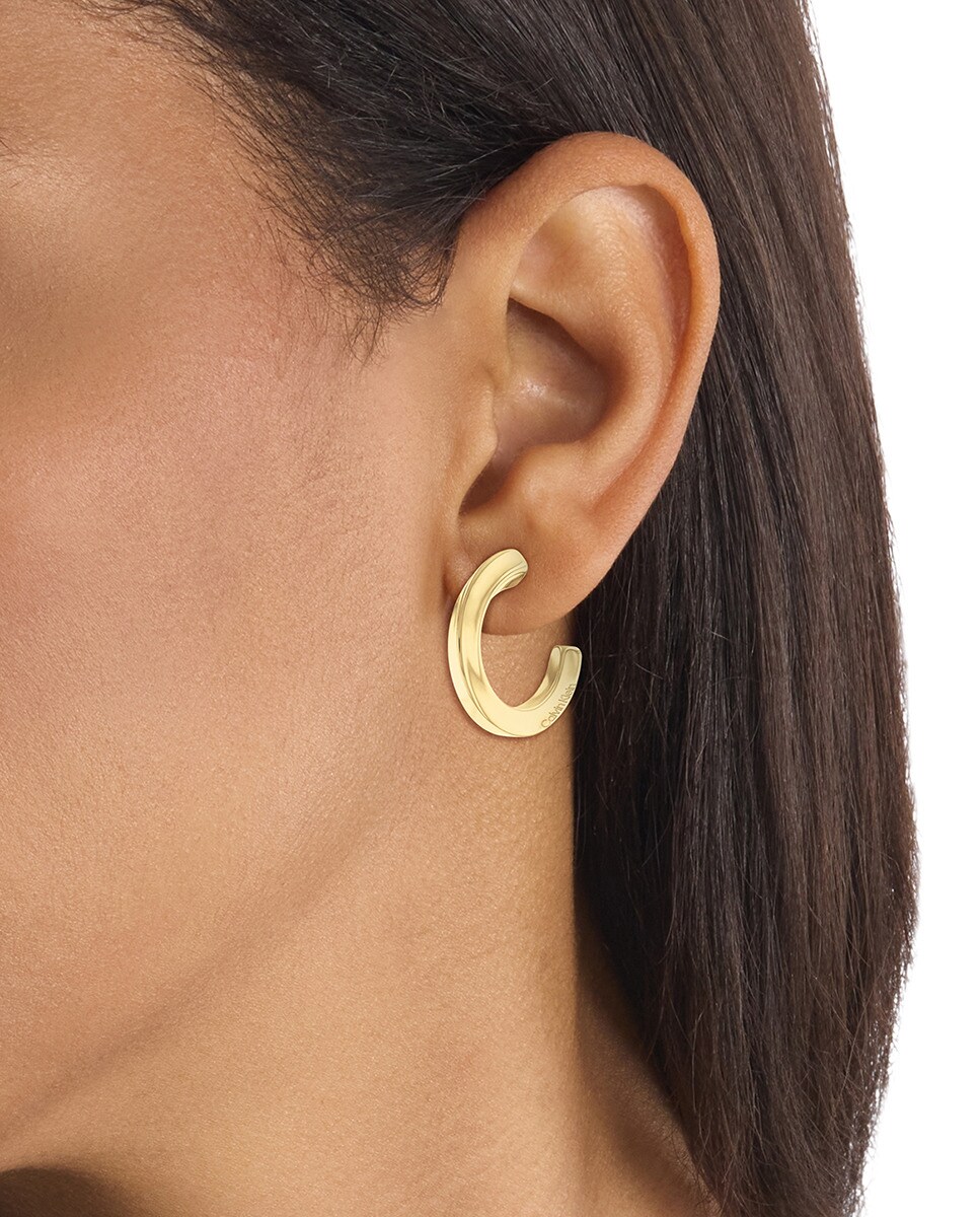 Pendientes Twisted Ring de acero dorado Oro-2