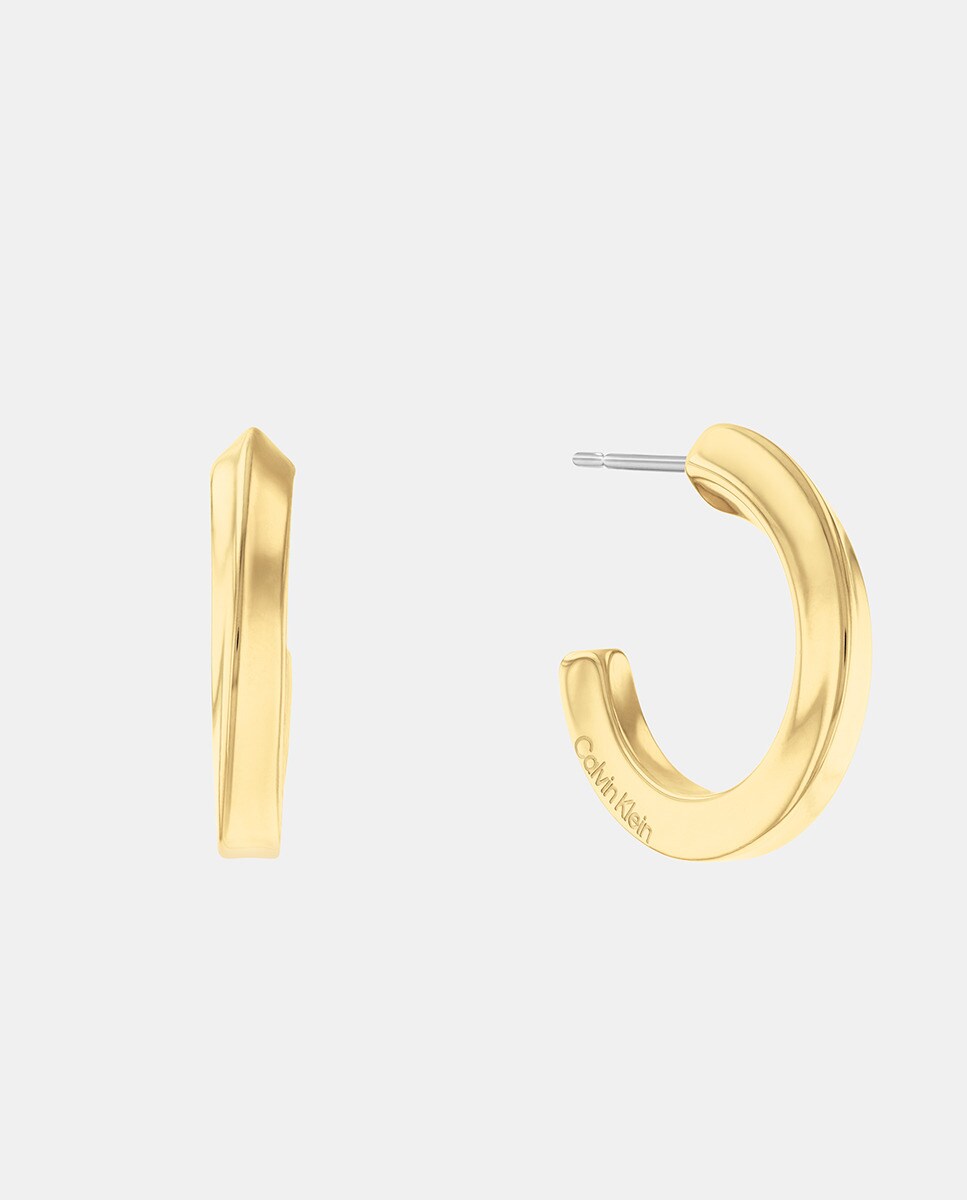 Pendientes Twisted Ring de acero dorado Oro-1