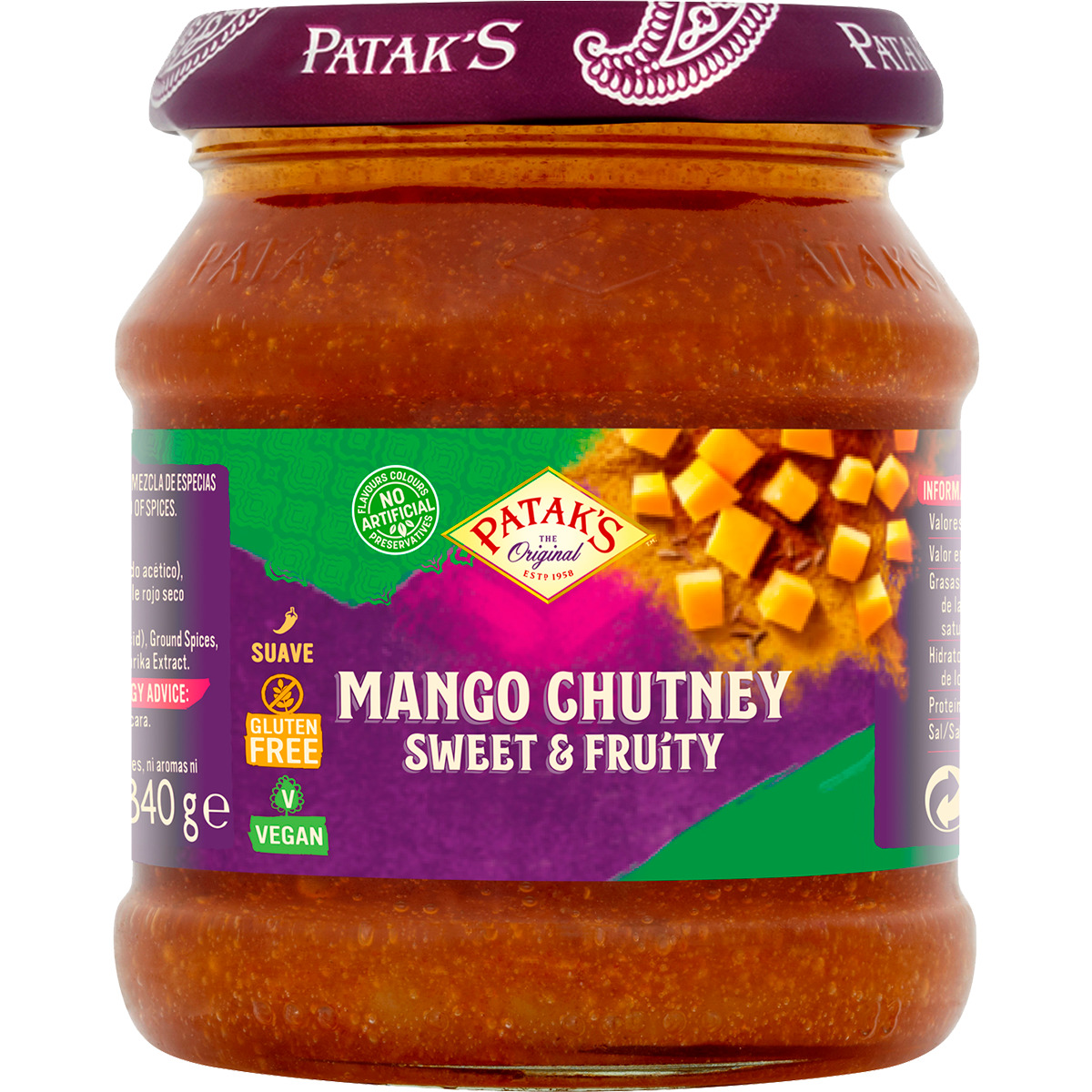 Molho Indiano Sweet Mango Chutney frasco 340 g