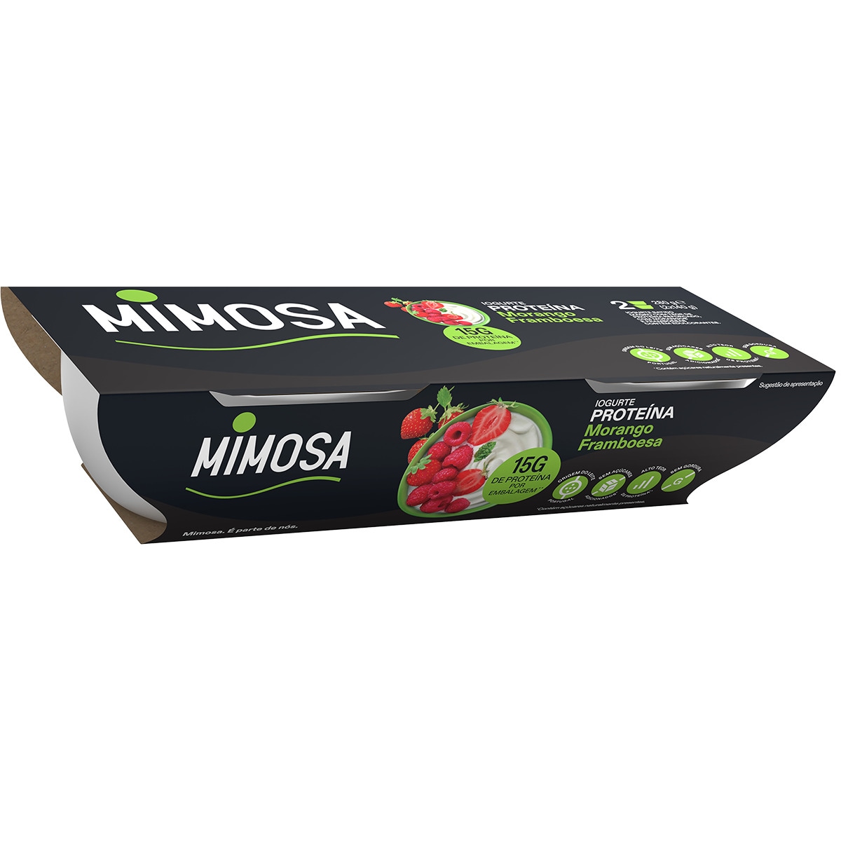 Iogurte Sólido Proteína Morango e Framboesa Pack 2 unidades embalagem 140 g