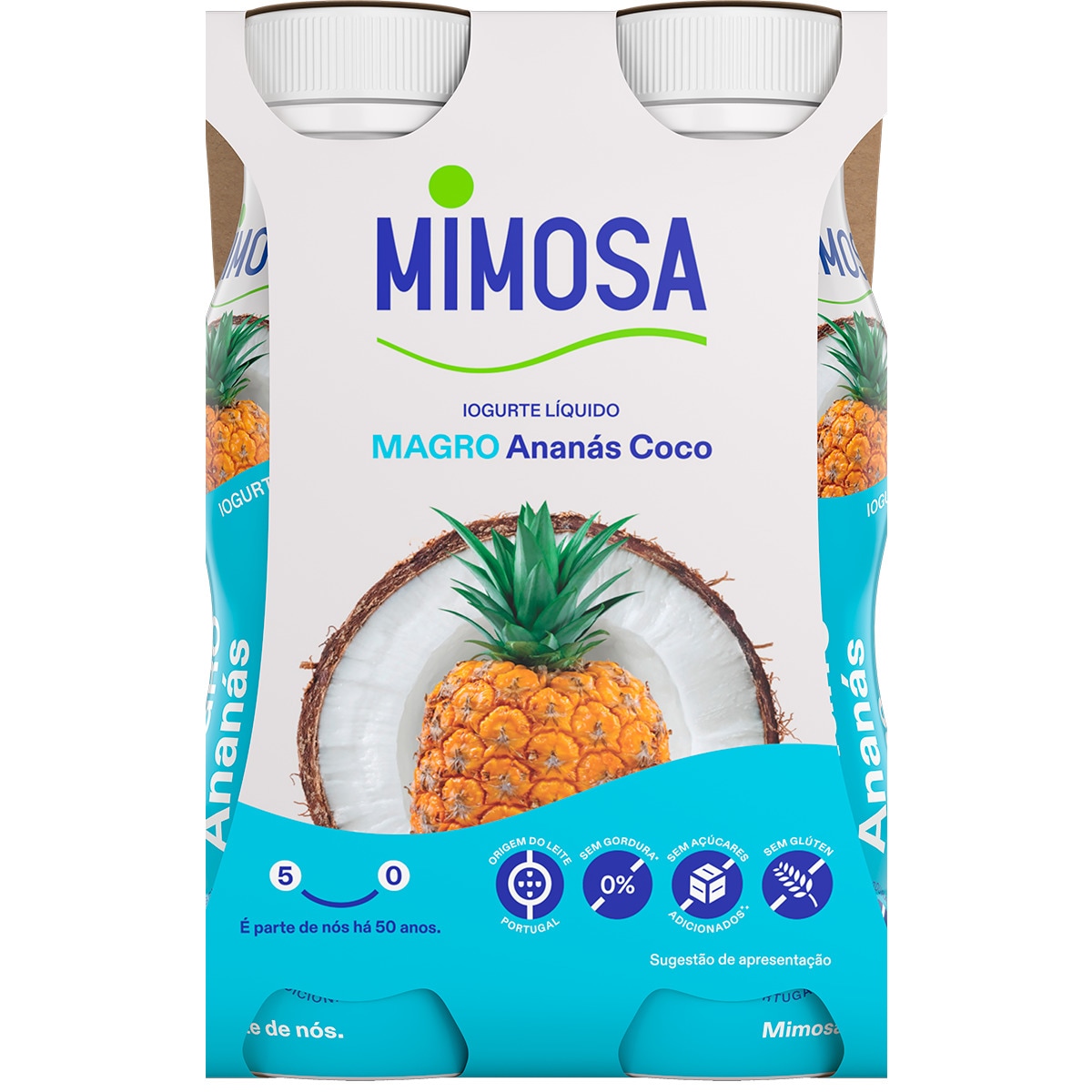 Iogurte Líquido Magro Ananás e Coco Pack 4 embalagem 151 ml