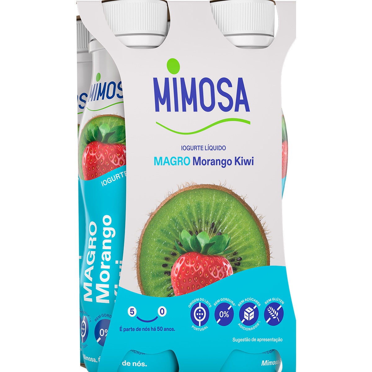 Iogurte Líquido Magro Morango e Kiwi Pack 4 embalagem 151 ml