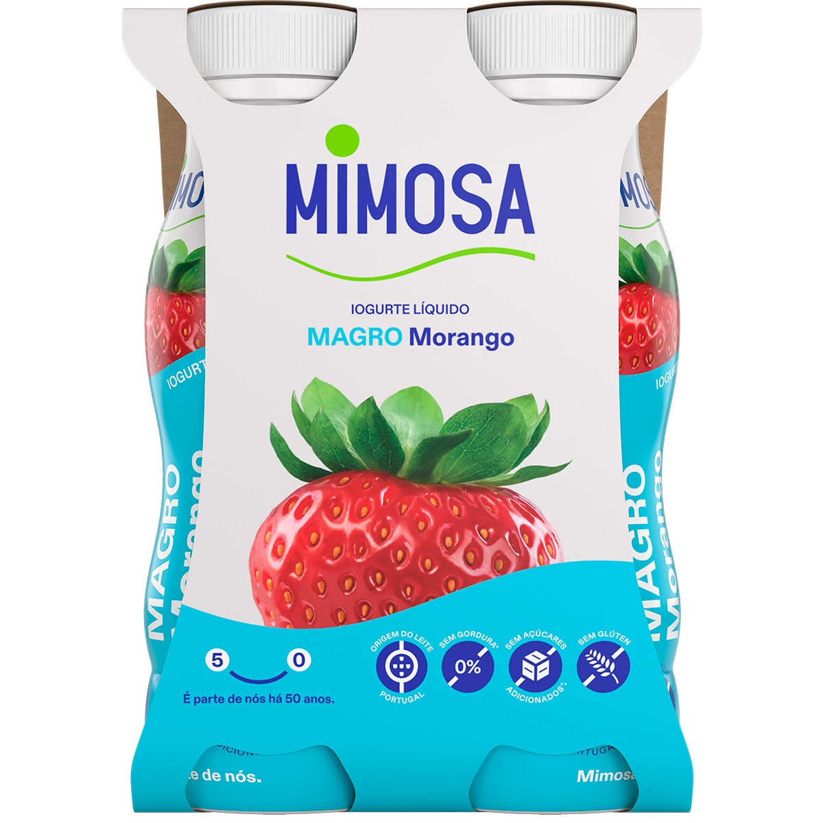 Iogurte Líquido Magro de Morango Pack 4 unidades embalagem 151 ml
