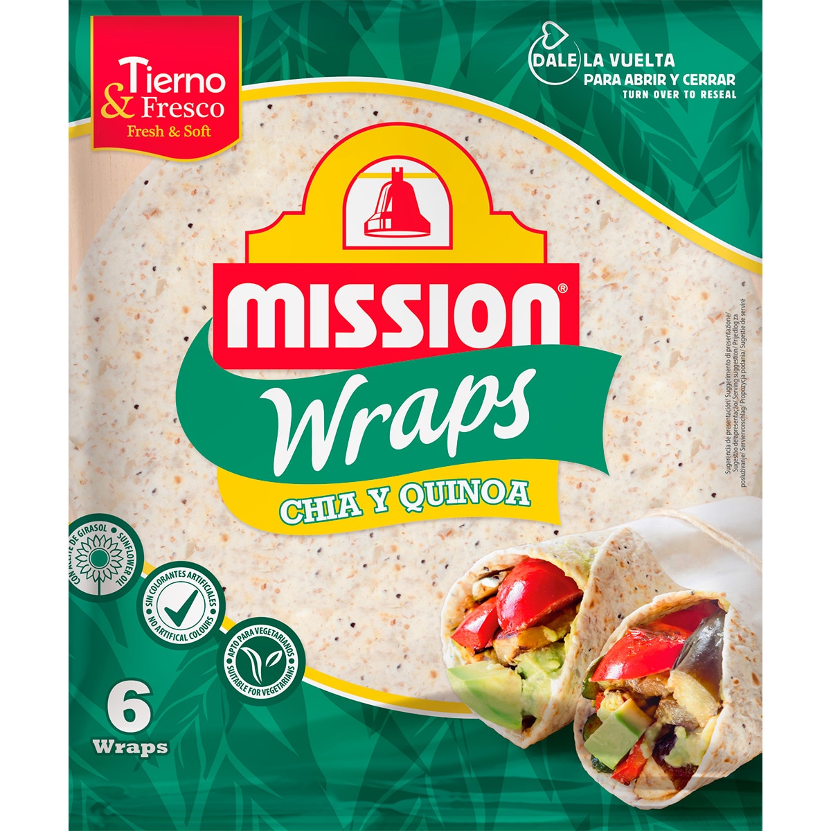 Tortilha de Trigo com Chia e Quinoa embalagem 370 g