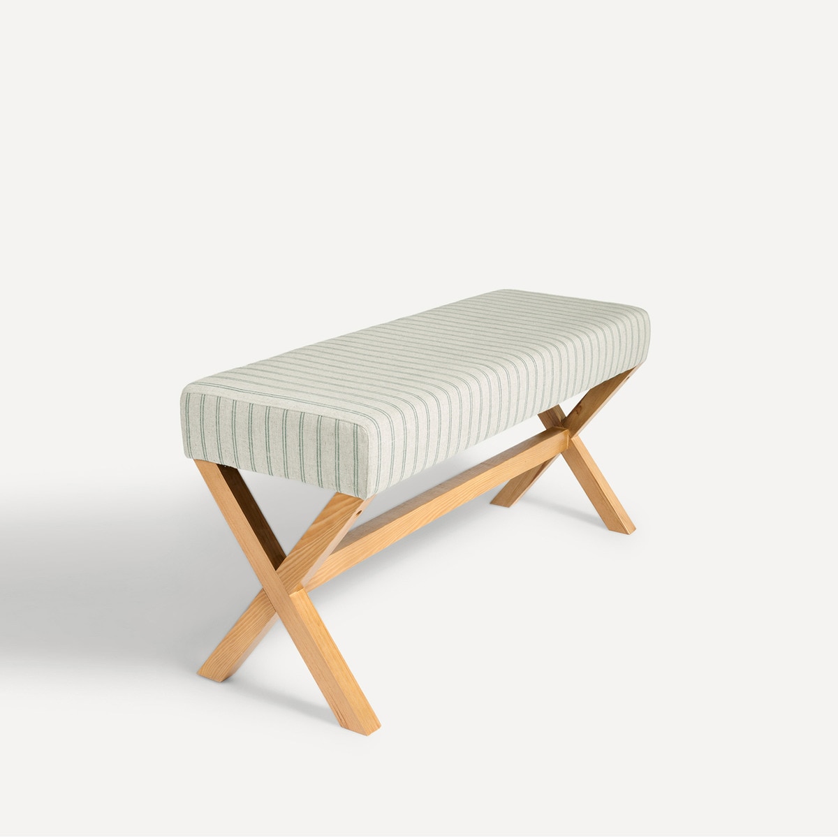 Banco de madera de pino tapizado 122 cm Porto El Corte Inglés Verde-1