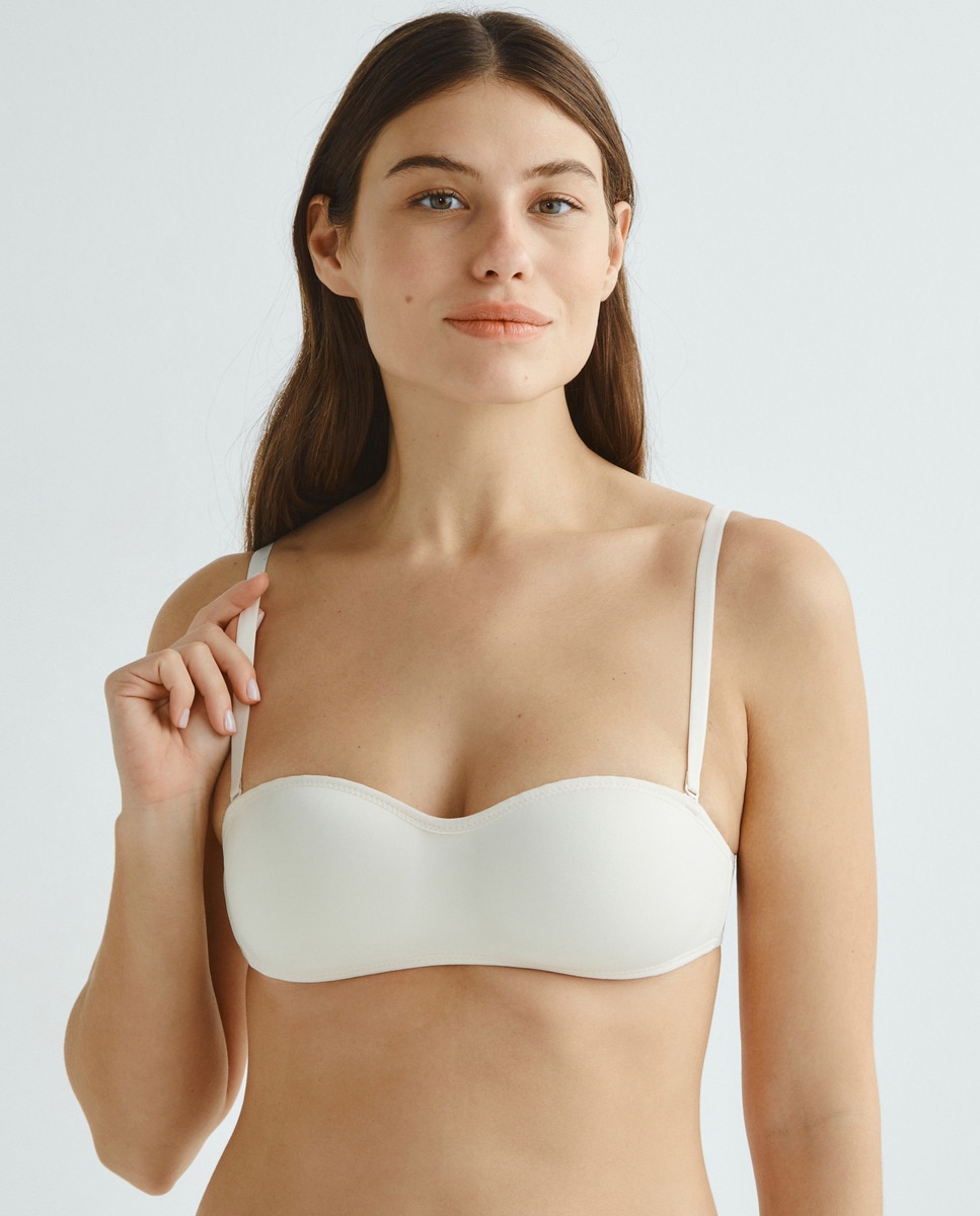 Sujetador preformado bandeau Crema-1
