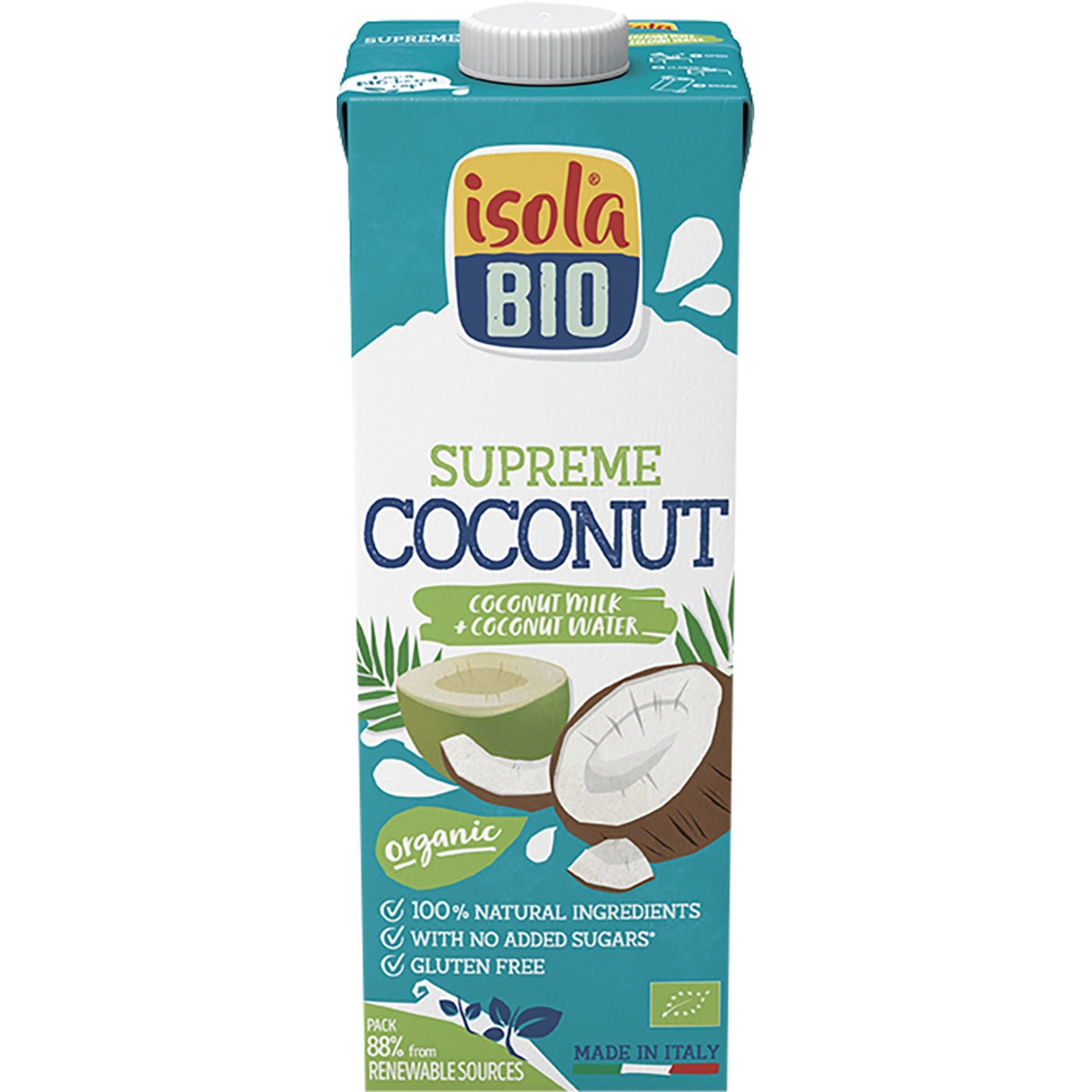 Supreme bebida de coco sin azúcar ecológica y sin gluten envase 1 l