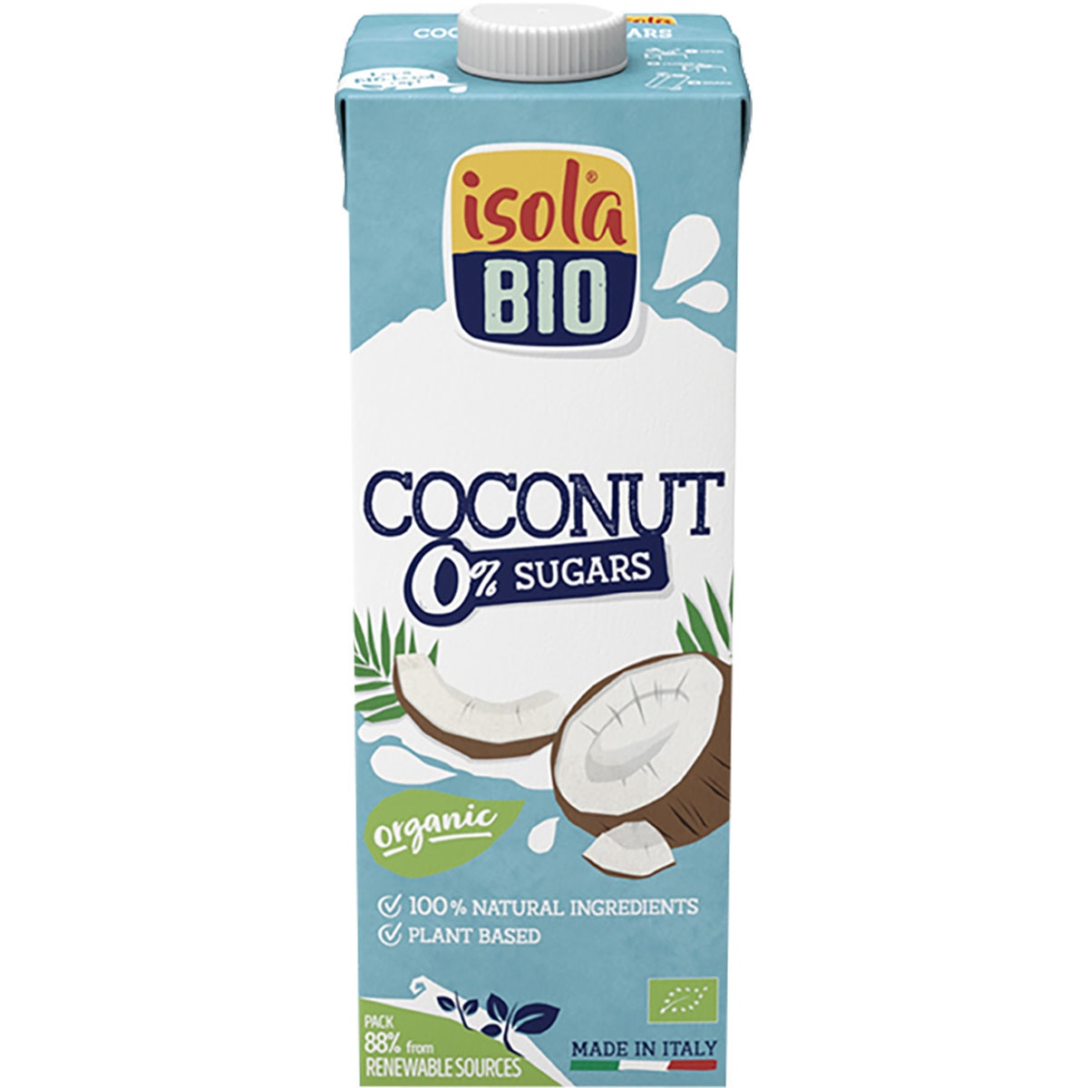 bebida de coco con calcio y sin azúcar ecológica y sin gluten envase 1 l