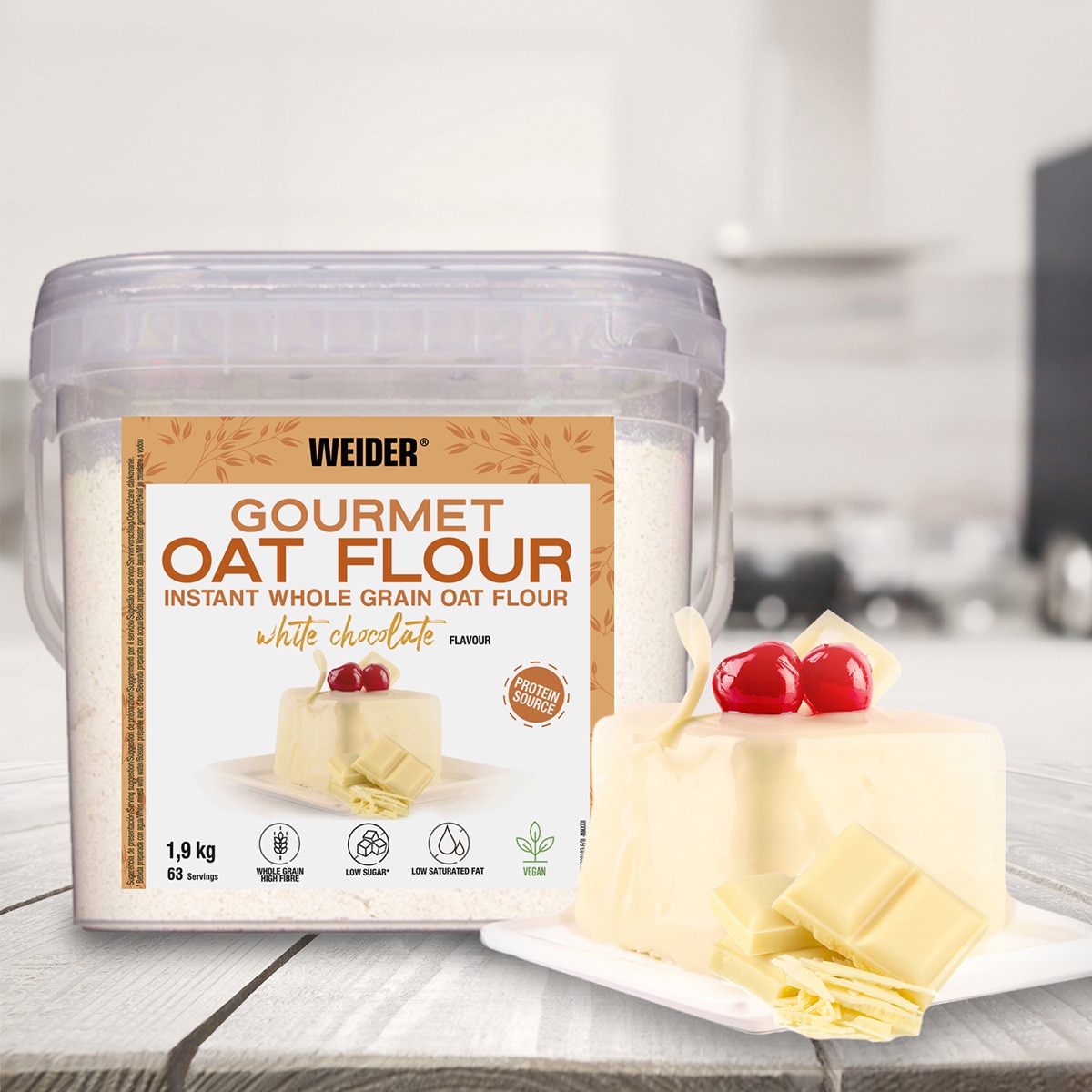 Gourmet Oat Flour Sabor Chocolate Branco Weider 3