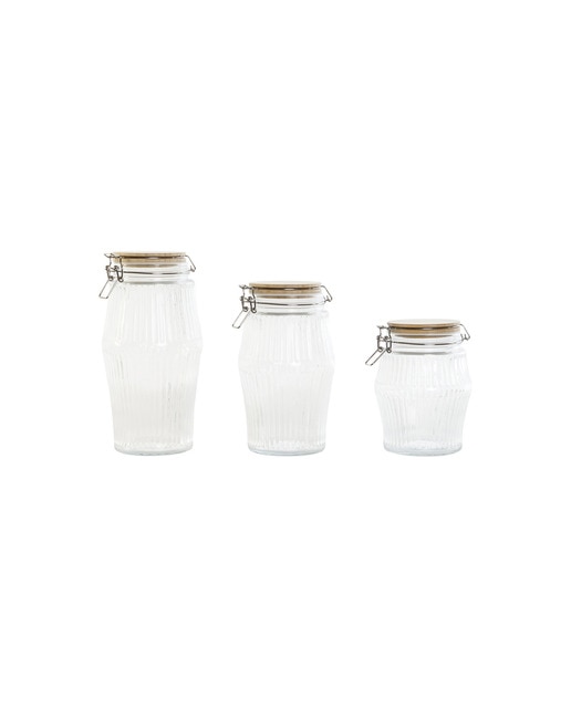 Imagen 0 de Bote hermetico set 3 cristal 13,5x13,5x27 2200 220