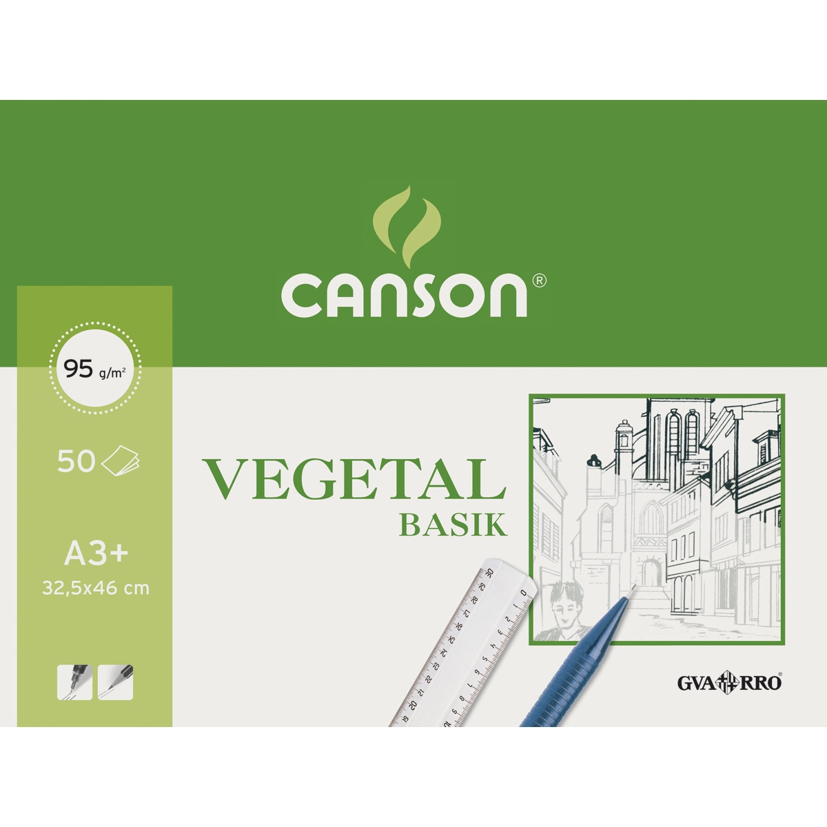 Imagen 0 de Bloc Encolado A3+ 50h. Guarro Vegetal Basik 95g Canson