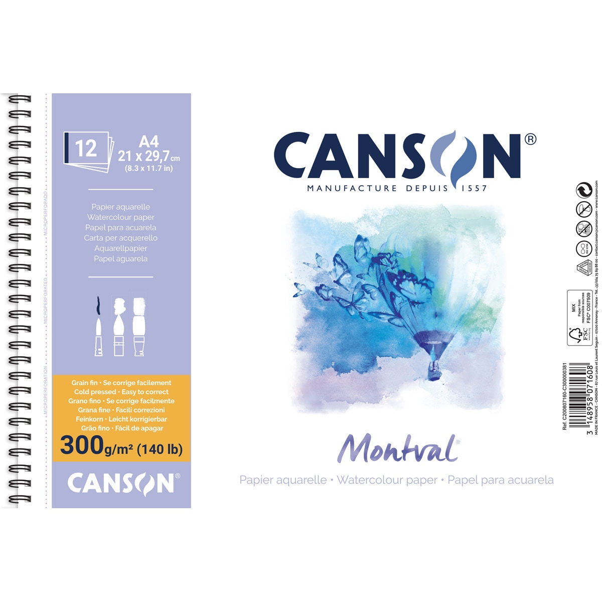 Imagen 0 de Album Espiral Microperforado A4 12h. Canson Montval Fino 300gr