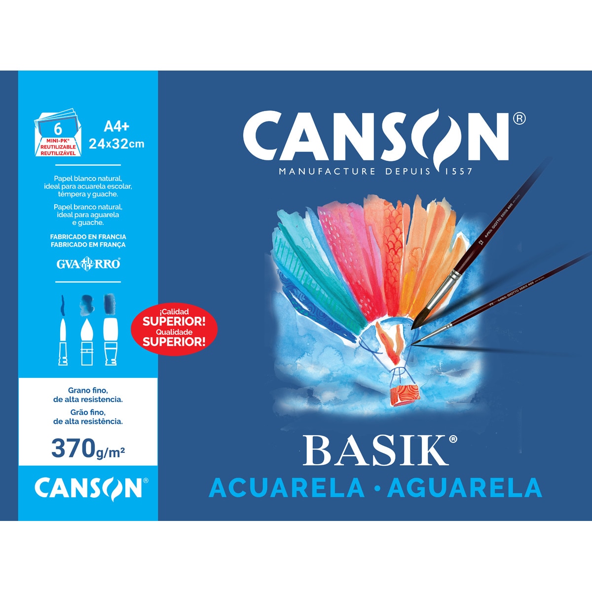 Minipack A4+ 6h. Guarro Acuarela Basik 370gr 1