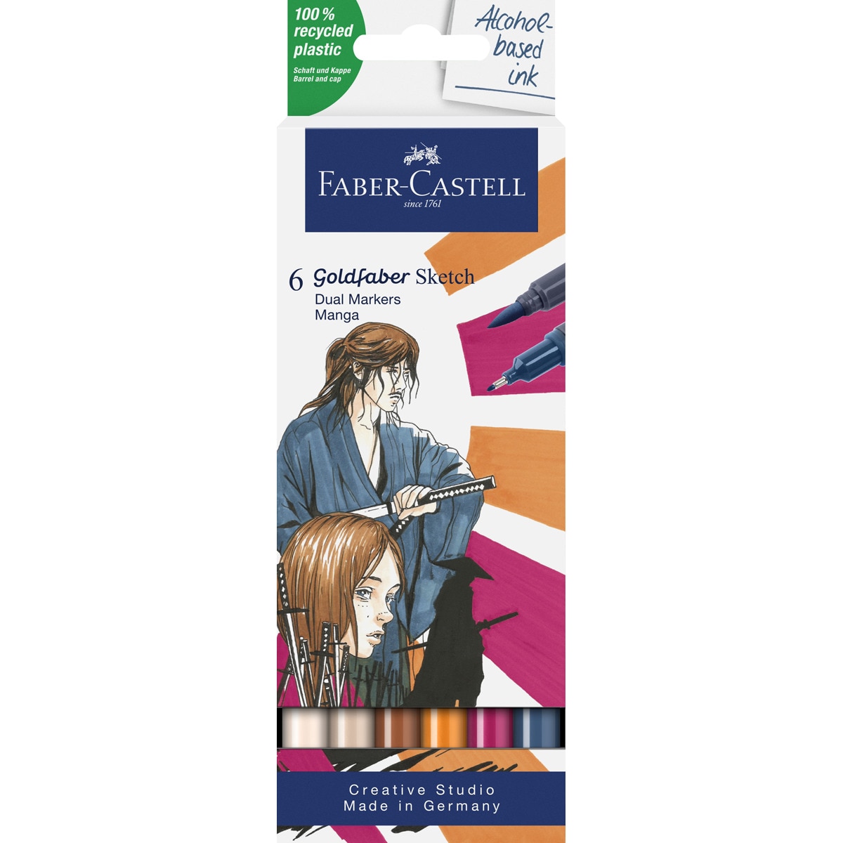 Imagen 0 de Set 6 rotuladores sketch marker doble punta base alcohol manga Goldfaber Faber-Castell