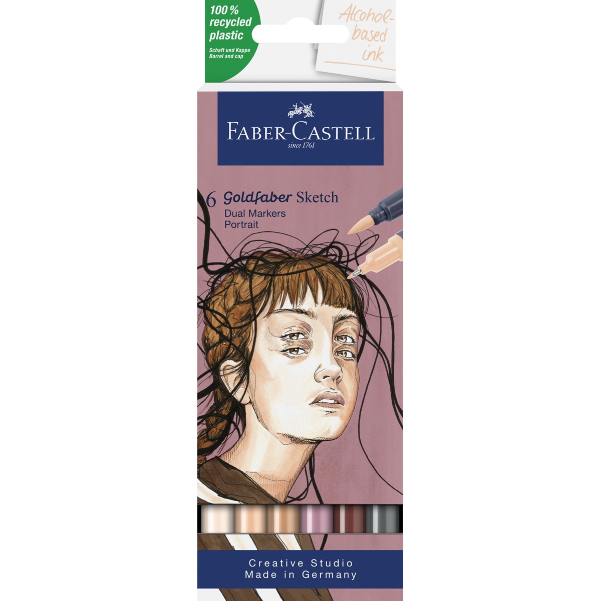 Imagen 0 de Set 6 rotuladores sketch marker doble punta base alcohol retrato Goldfaber Faber-Castell