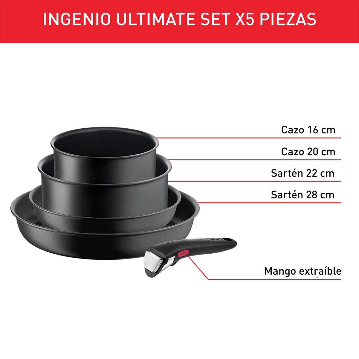 Conjunto de 5 Peças Ingenio Ultimate Preto-4