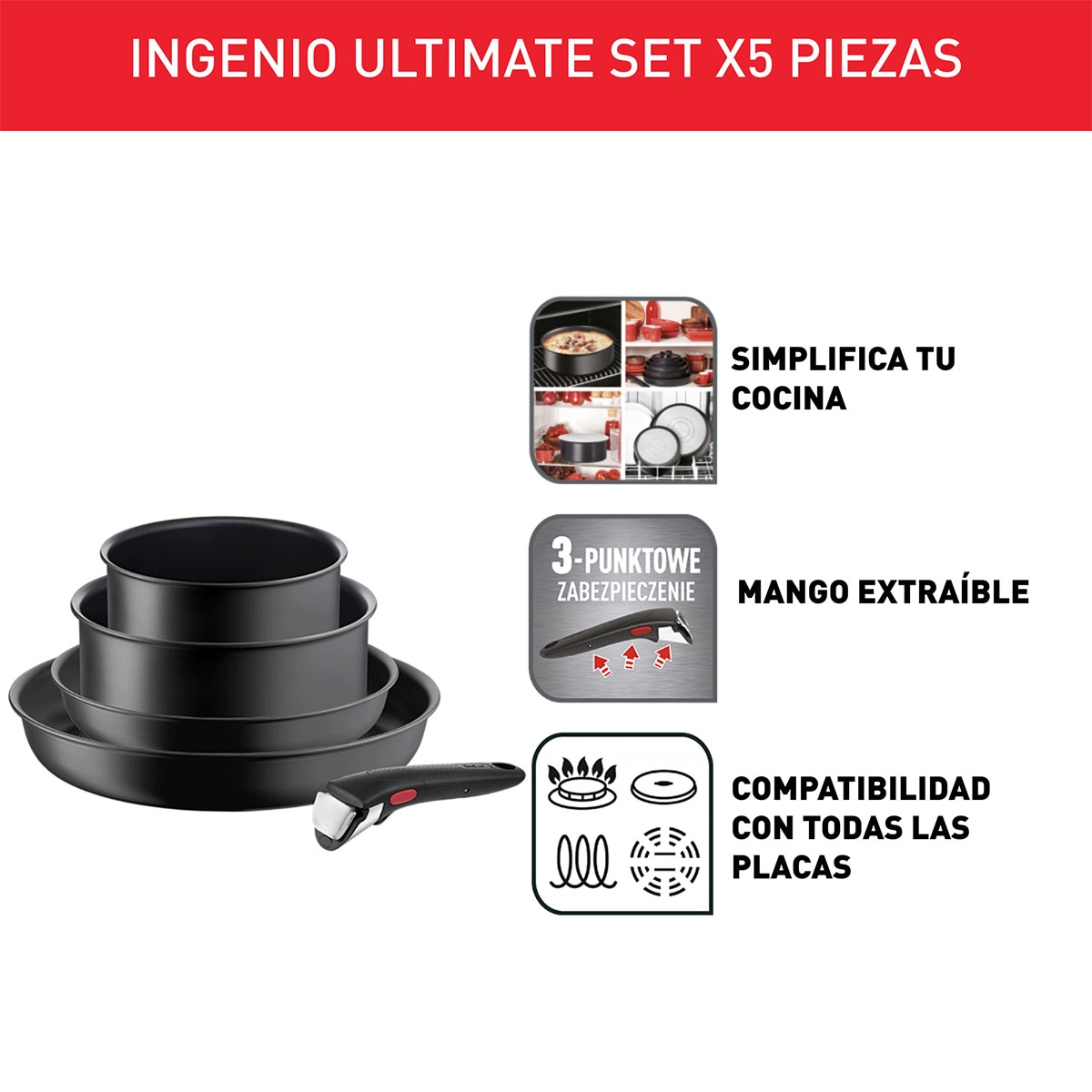 Conjunto de 5 Peças Ingenio Ultimate Preto-3
