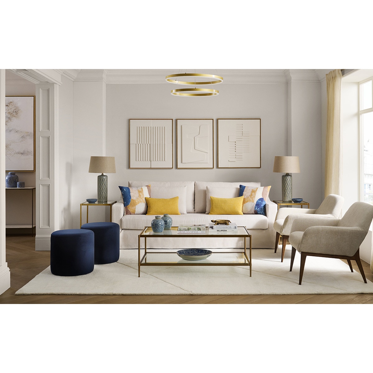 Candeeiro de Teto LED com Argola Dupla Axel Ouro-6