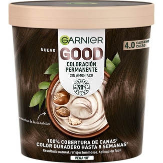 Good tinte Castaño Cacao nº 4.0 coloración permanente con manteca de karité tarro 1 unidad sin amoniaco - Garnier