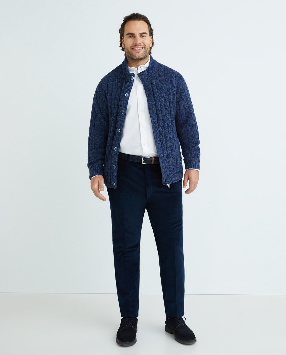 Pantalón hombre sport regular pana fina tallas grandes - Mirto - Azul marino Azul marino-1