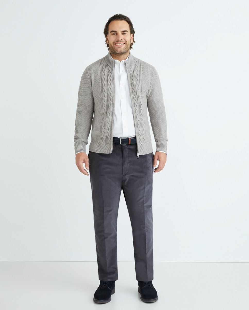 Pantalón hombre sport regular pana fina tallas grandes - Mirto - Gris Gris-1