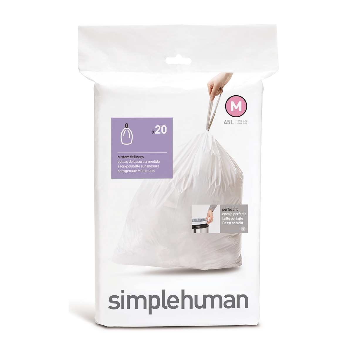 20 Bolsas de basura M 45 L Simple Human Blanco-1