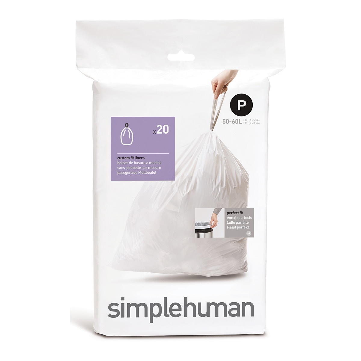 20 Bolsas de basura P 50-60 L Simple Human Blanco-1