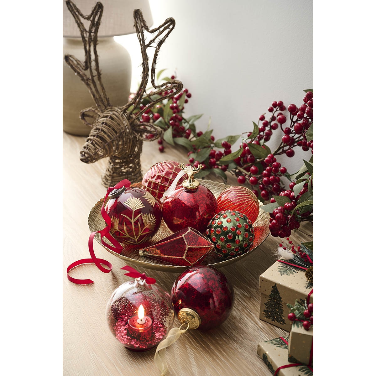 Bola com Linhas de Glitter Vermelho-4