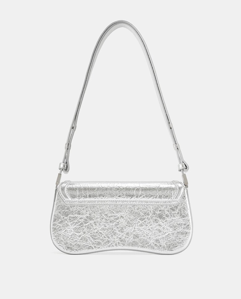 Mala de Ombro Média Joy com Aba - Prateado Prata-3