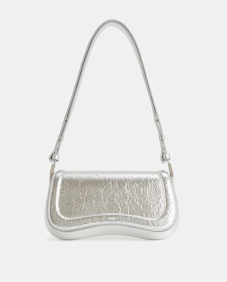 Mala de Ombro Média Joy com Aba - Prateado Prata-1