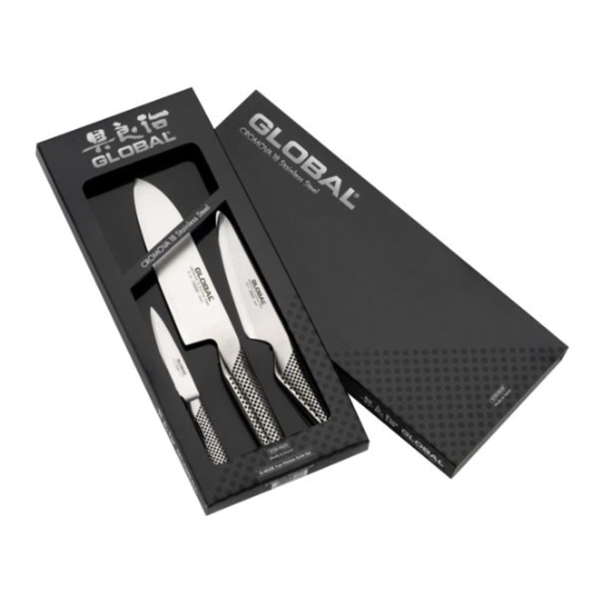 Set de 3 cuchillos acero inoxidable Global Acero-2