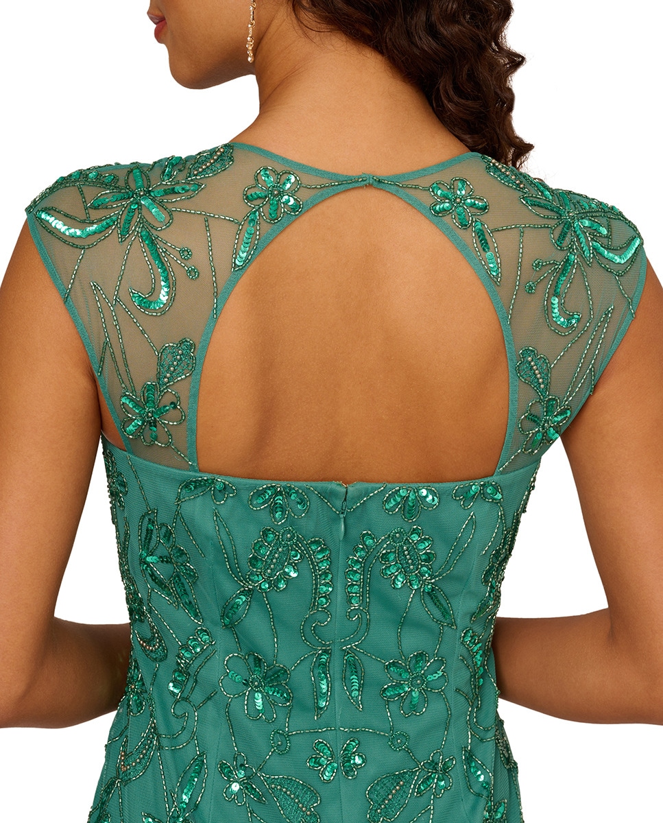 Vestido de Malha com Contas Verde-5