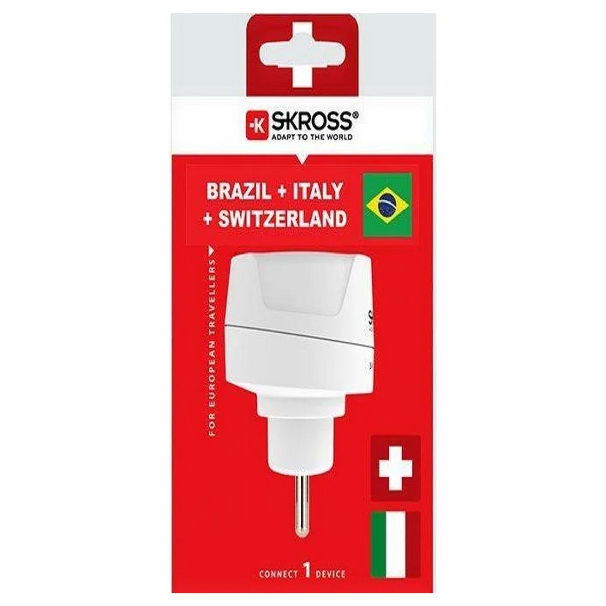 Adaptador de Viagem Skross Europa para Suíça, Itália e Brasil Branco-4