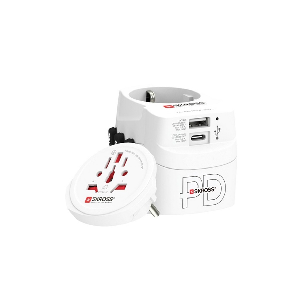 Adaptador de Viagem Skross Pro Light Usb World 30W PD Branco-2