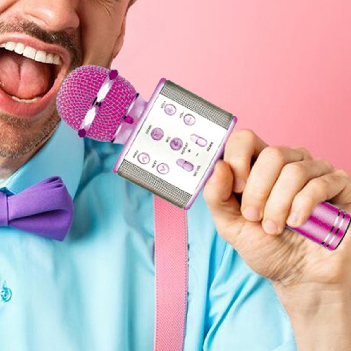 Microfone Karaoke Portátil - Rosa 2