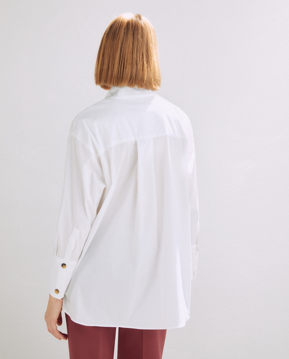 Camisa de Manga Comprida e em Popelina Branco-6
